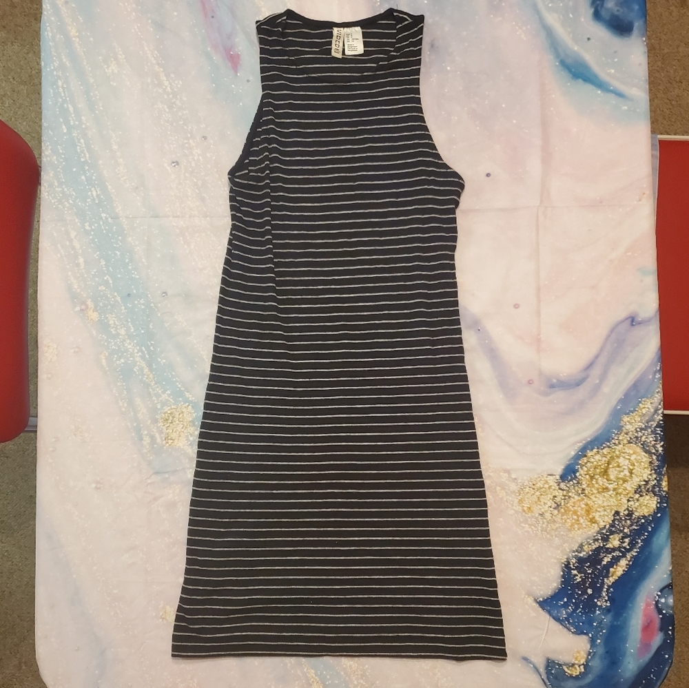 Striped High Neck Bodycon Dress